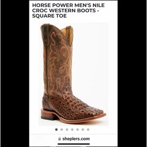 Horse Power Men's Nile Crock Square Toe Leather Cowboy Boots sz 12D